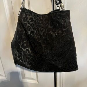 Coach Madison Phoebe Black Chenille Ocelot Print